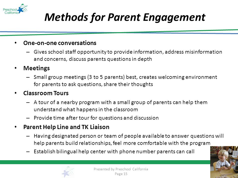 Methods for Parent Engagement