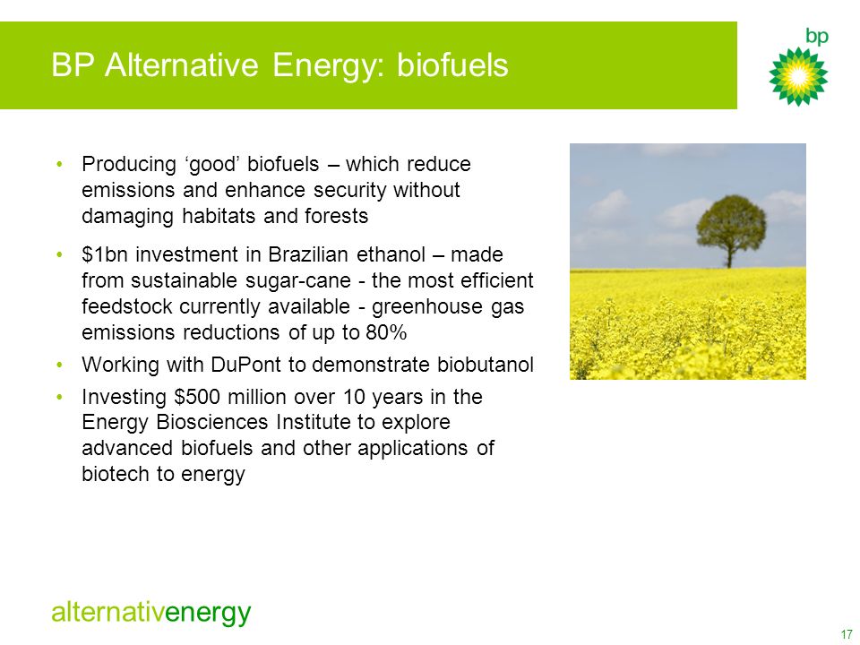 BP Alternative Energy: biofuels