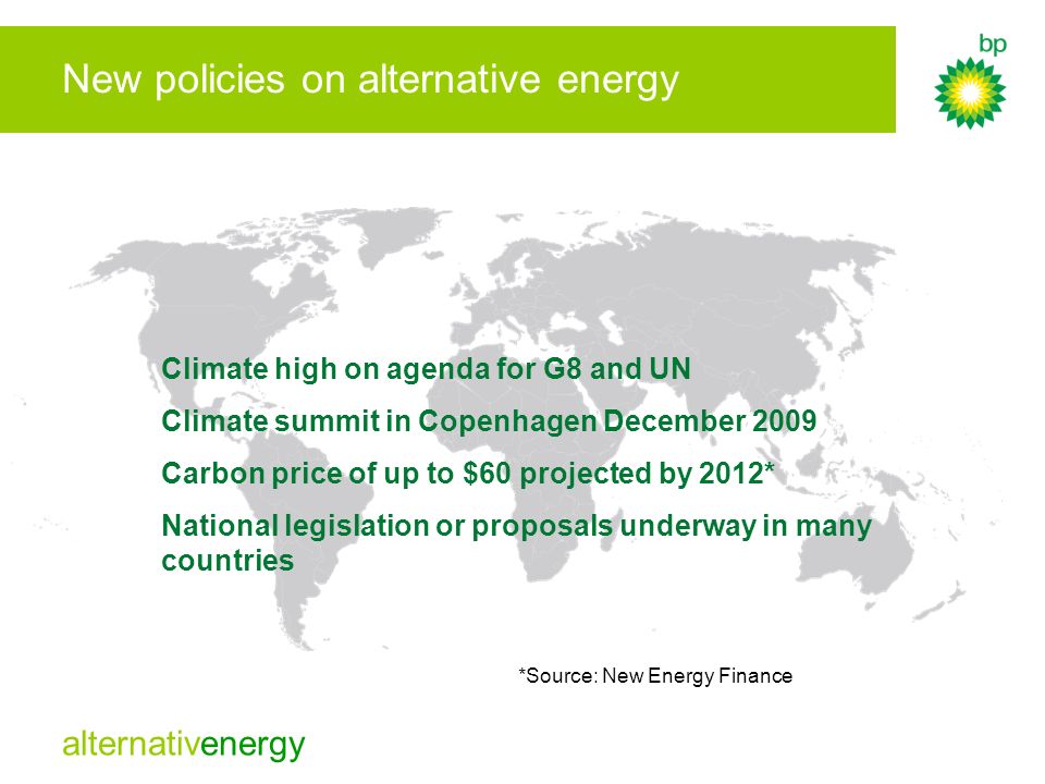 New policies on alternative energy