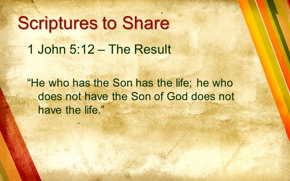 Scriptures to Share 1 John 5:12 – The Result