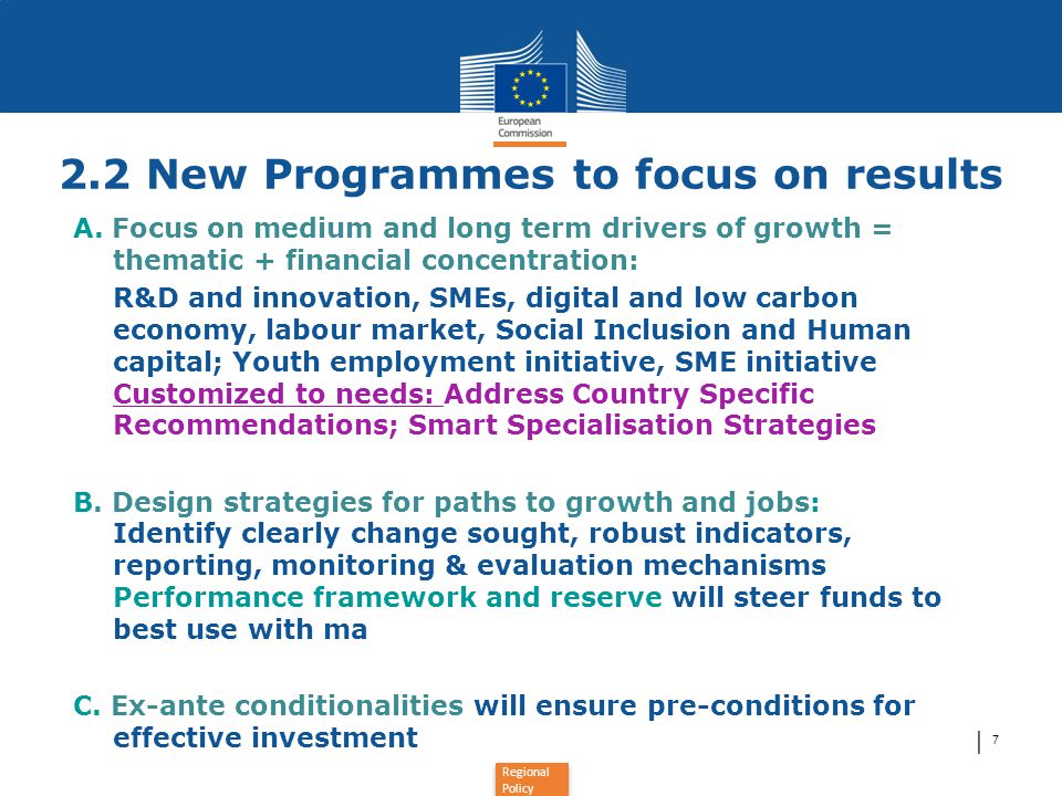 2.2 New Programmes to focus on results