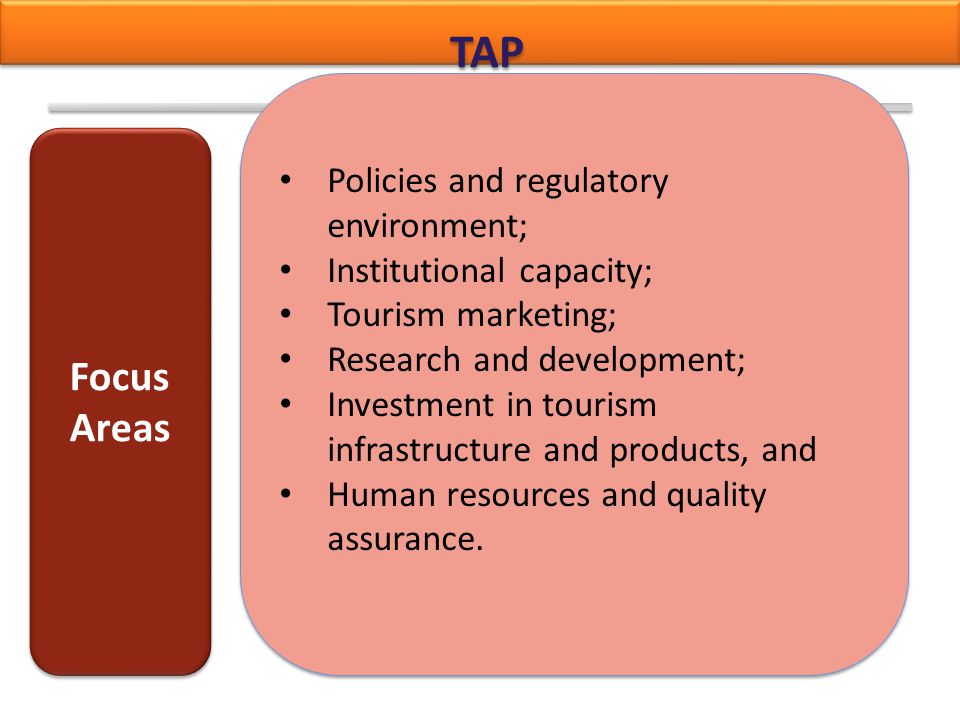 TAP Focus Areas Policies and regulatory environment;
