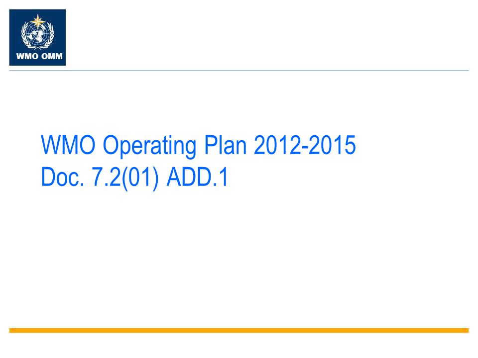 WMO Operating Plan Doc. 7.2(01) ADD.1