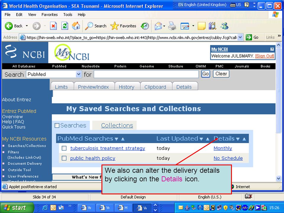 We also can alter the delivery details by clicking on the Details icon.