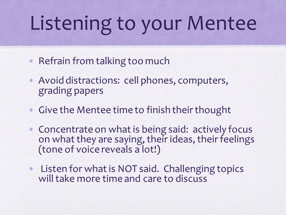 Listening to your Mentee