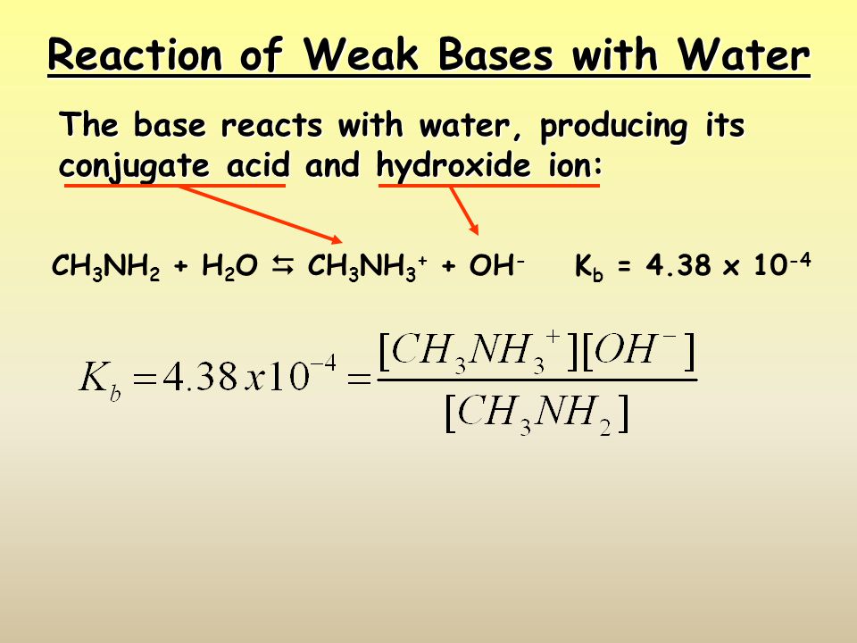 Reaction of Weak Bases with Water