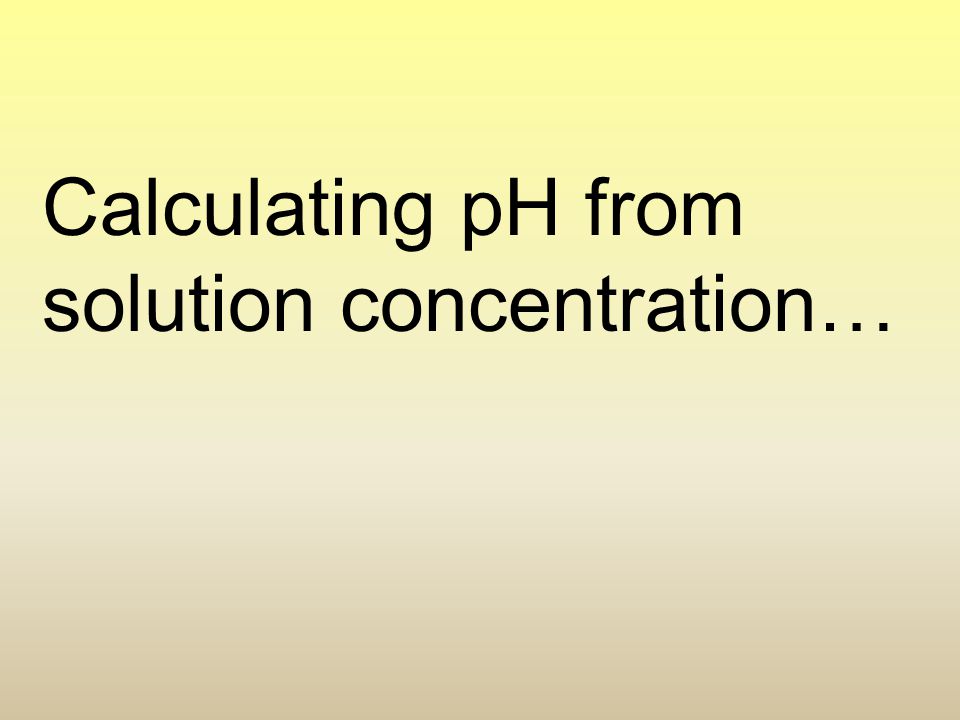Calculating pH from solution concentration…
