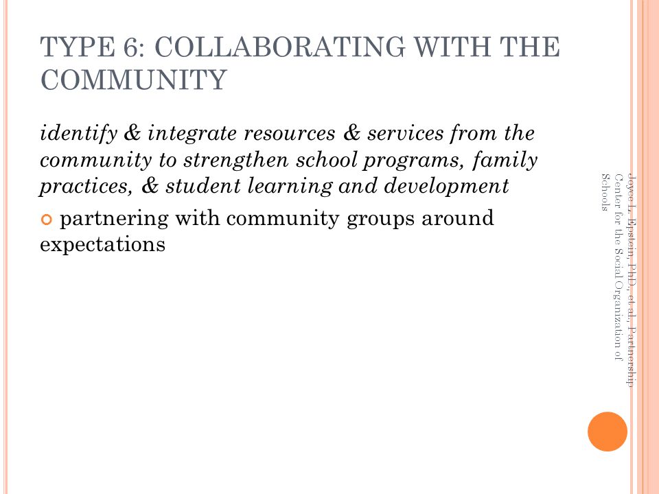 TYPE 6: COLLABORATING WITH THE COMMUNITY