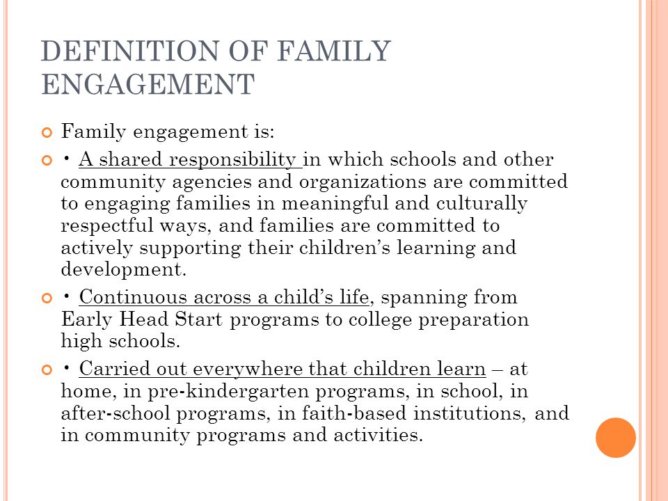 DEFINITION OF FAMILY ENGAGEMENT