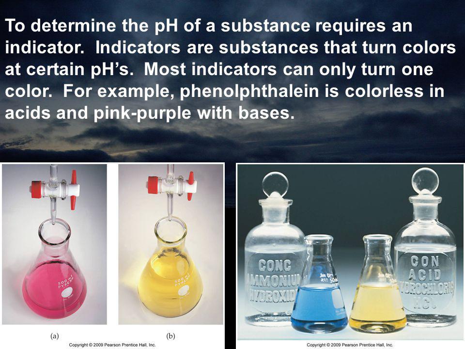 To determine the pH of a substance requires an indicator