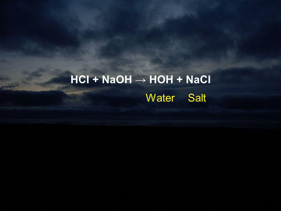 HCl + NaOH → HOH + NaCl Water Salt