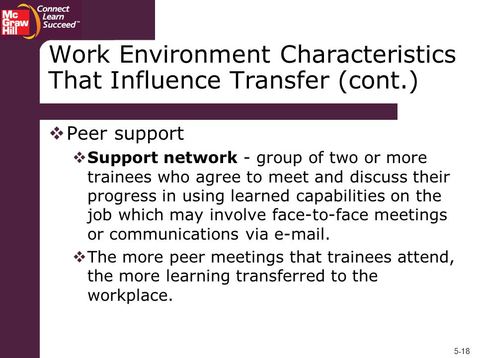 Work Environment Characteristics That Influence Transfer (cont.)