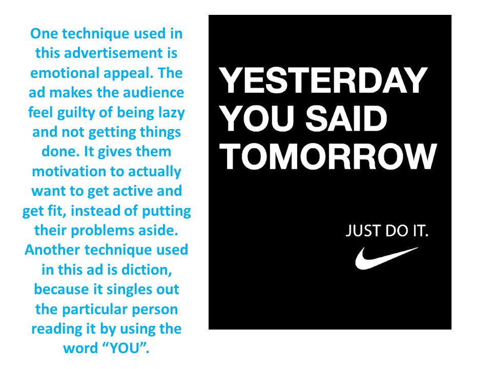 Nike Advertisement “Yesterday You Said Tomorrow” - ppt download