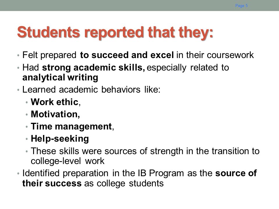 Students reported that they: