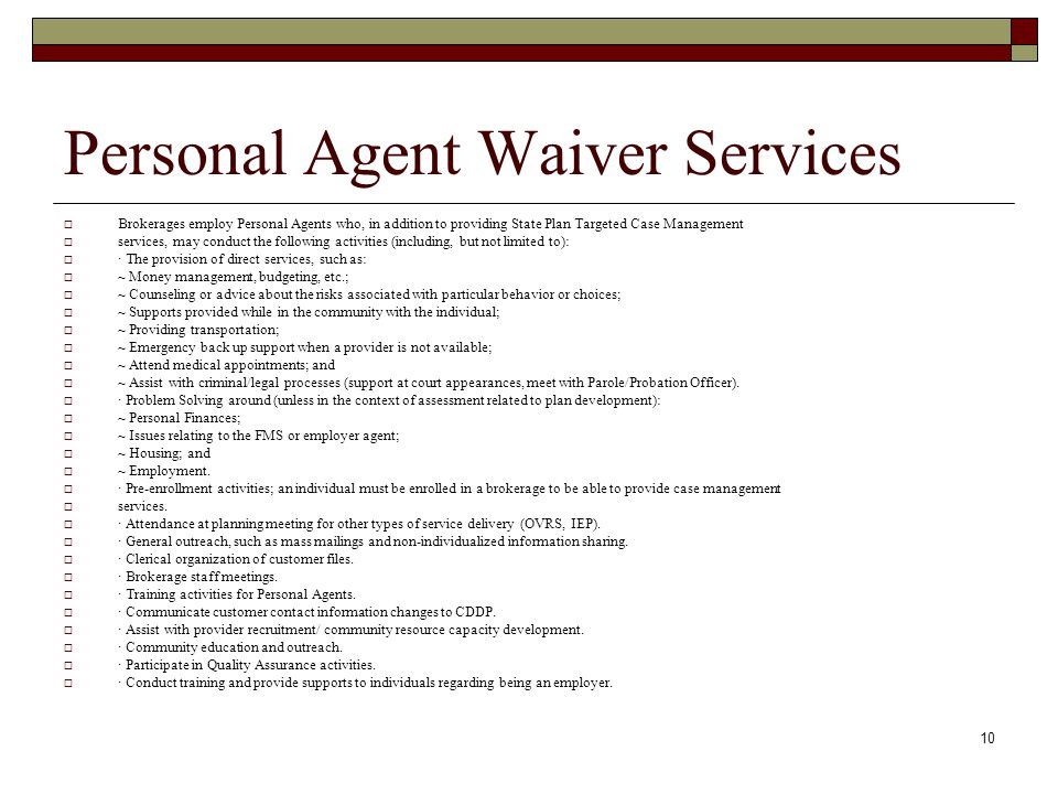 Personal Agent Waiver Services