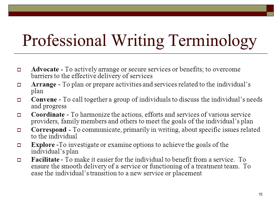 Professional Writing Terminology