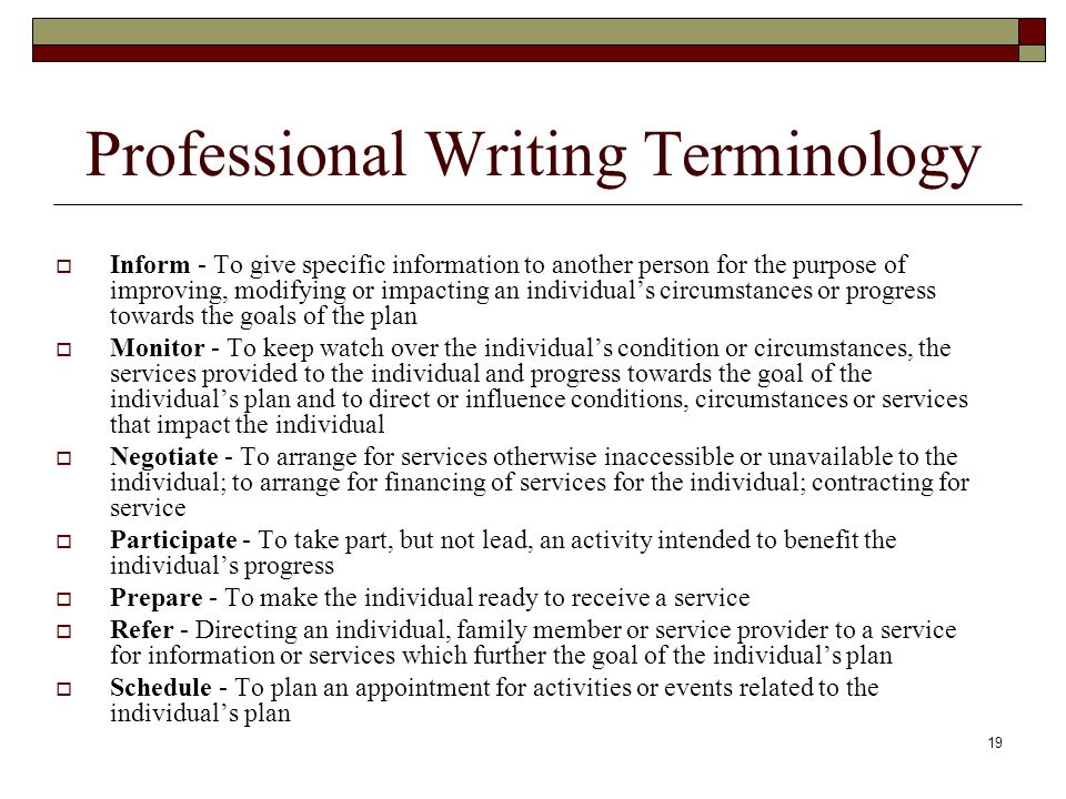 Professional Writing Terminology