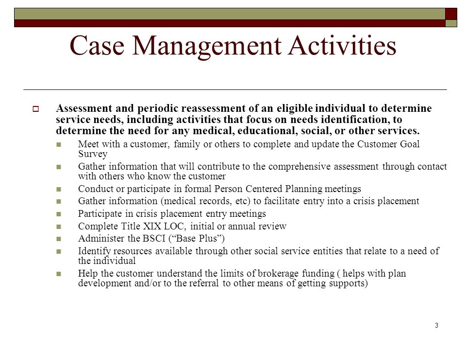 Case Management Activities