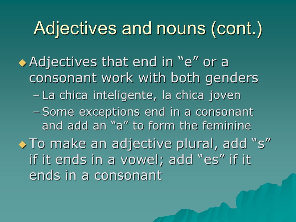 Adjectives and nouns (cont.)