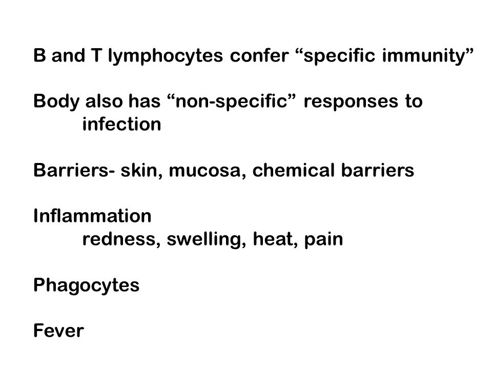 B and T lymphocytes confer specific immunity
