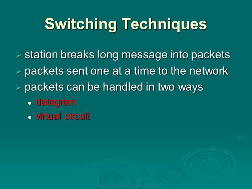 Switching Techniques station breaks long message into packets