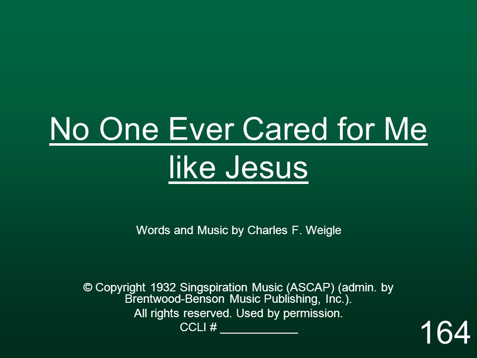 No One Ever Cared for Me like Jesus