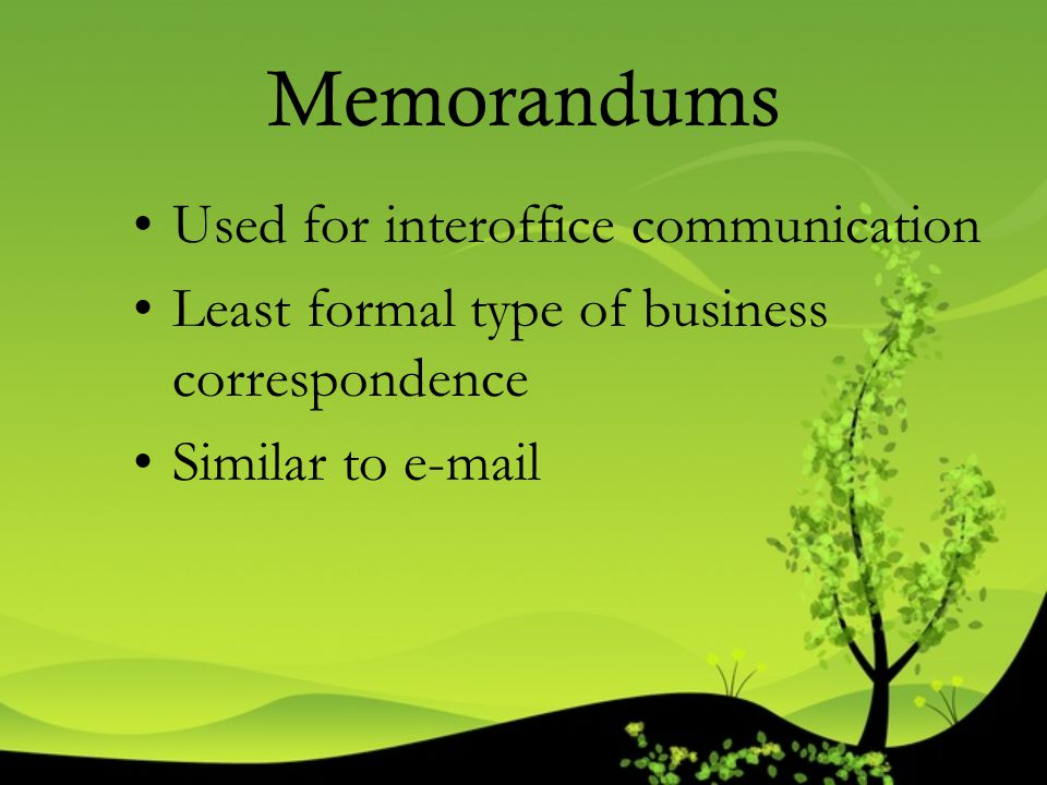 Memorandums Used for interoffice communication