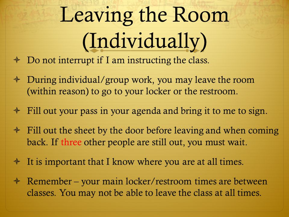 Leaving the Room (Individually)