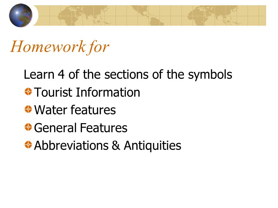 Homework for Learn 4 of the sections of the symbols