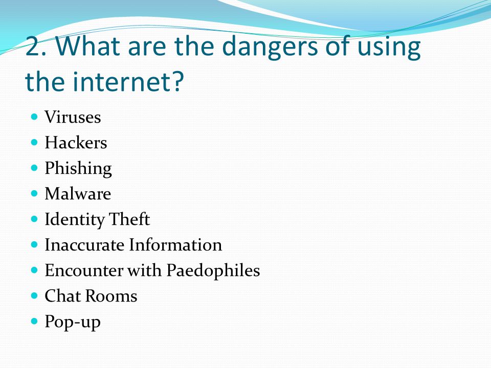 2. What are the dangers of using the internet