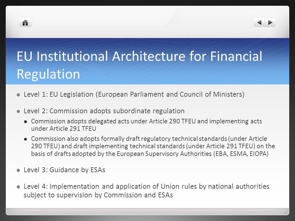 EU Institutional Architecture for Financial Regulation