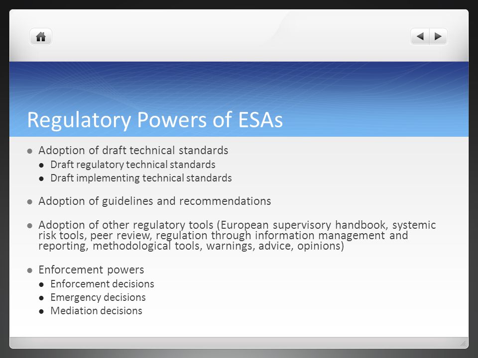 Regulatory Powers of ESAs