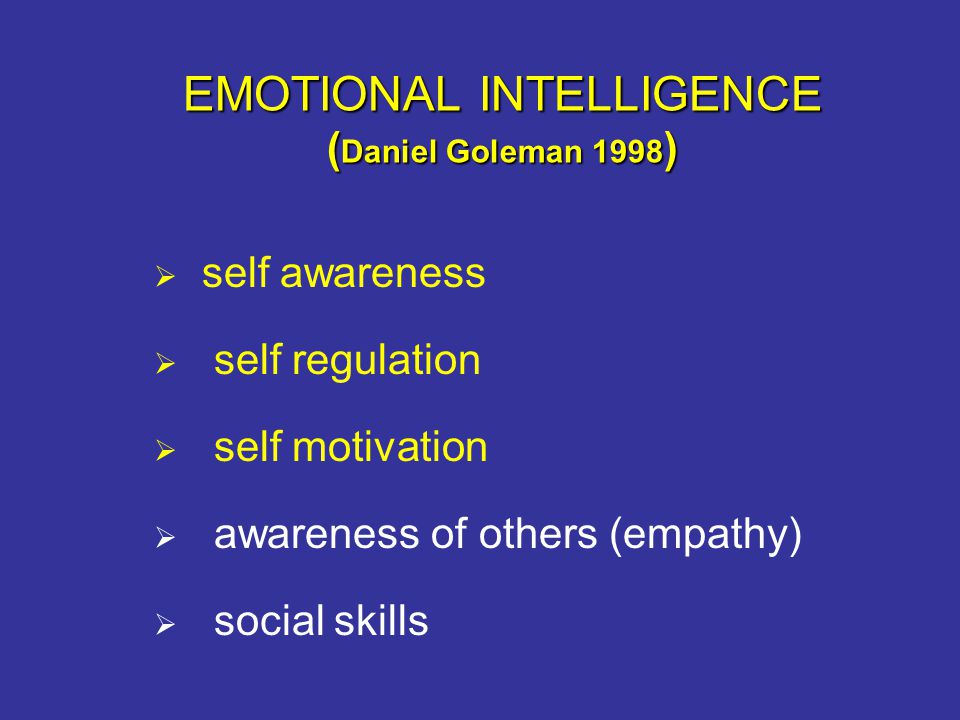 EMOTIONAL INTELLIGENCE (Daniel Goleman 1998)