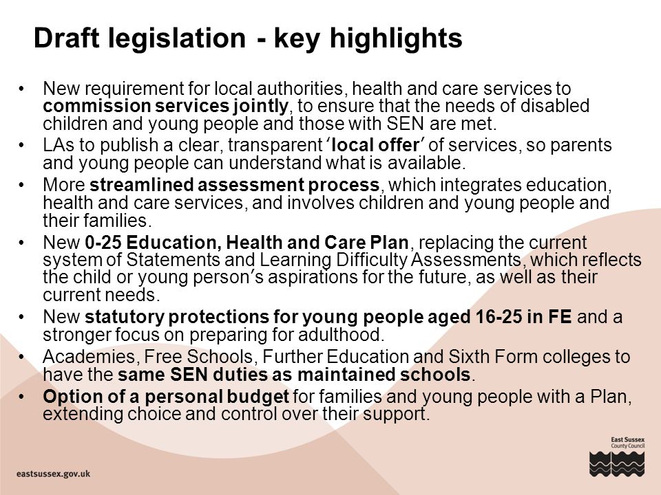 Draft legislation - key highlights