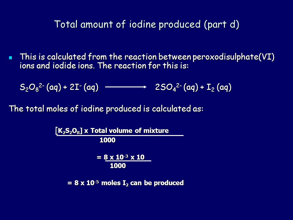 Total amount of iodine produced (part d)