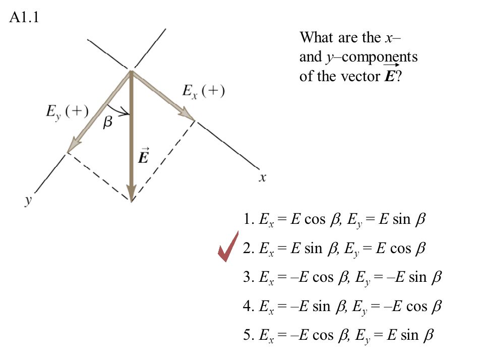 Q1 1 What Are The X And Y Components Of The Vector E Ppt Download