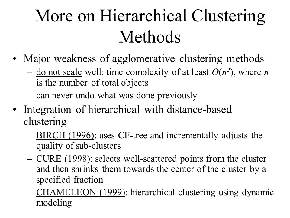 More on Hierarchical Clustering Methods