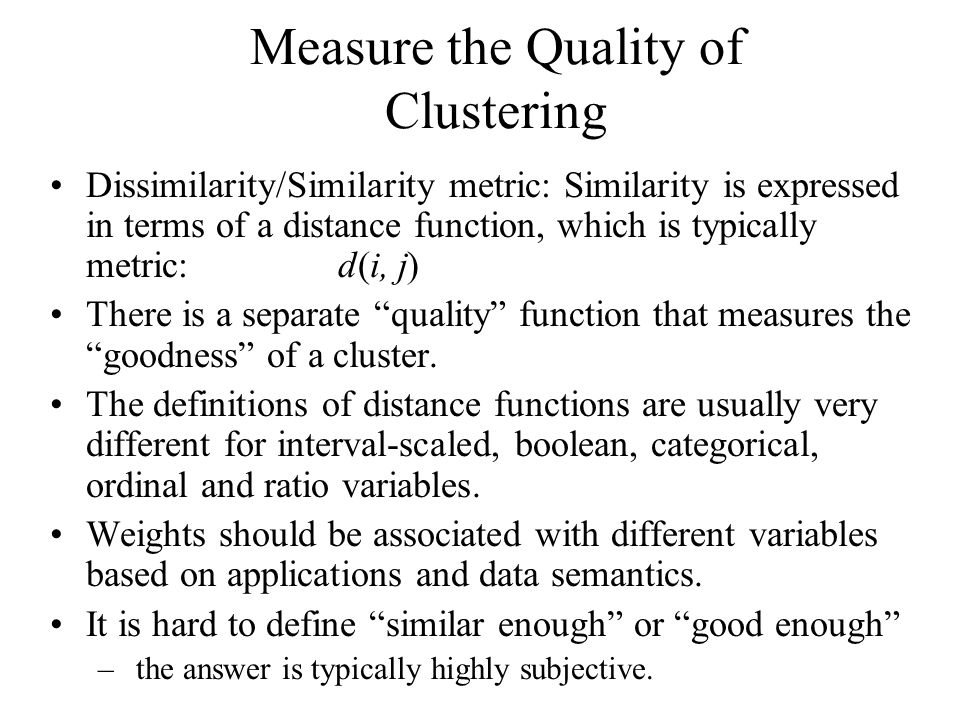 Measure the Quality of Clustering