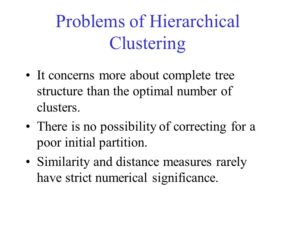 Problems of Hierarchical Clustering