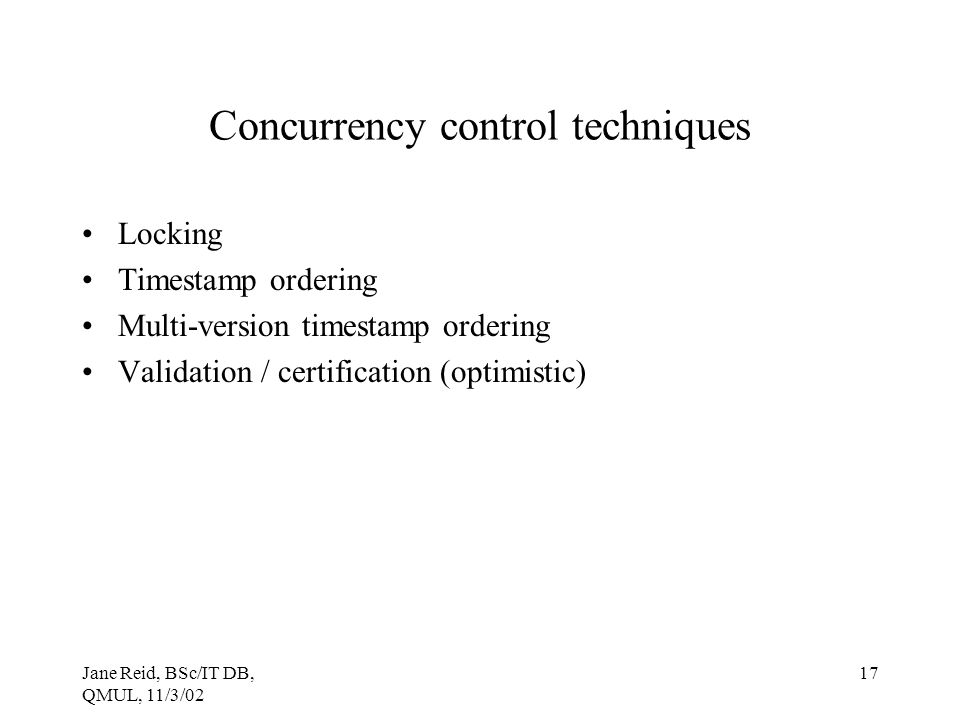 Concurrency control techniques