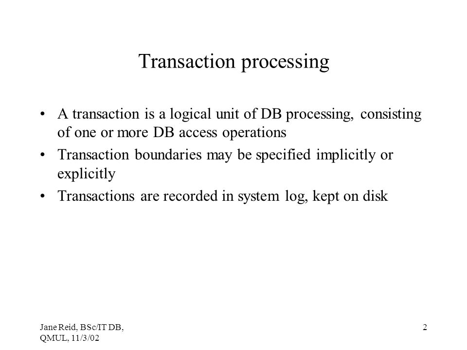 Transaction processing