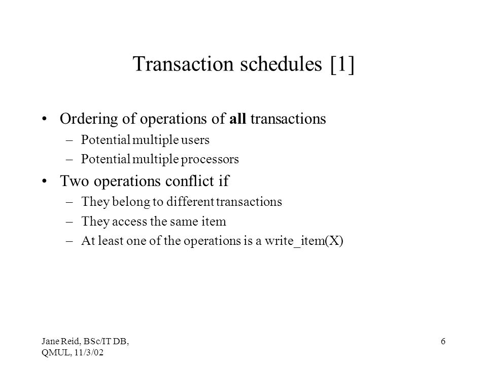 Transaction schedules [1]