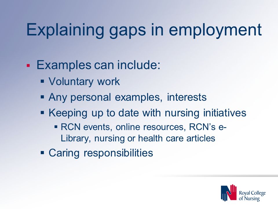 Explaining gaps in employment