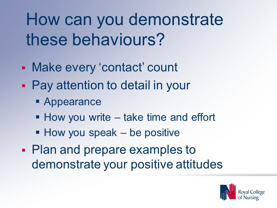How can you demonstrate these behaviours