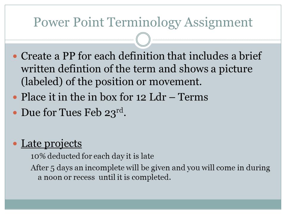 Power Point Terminology Assignment