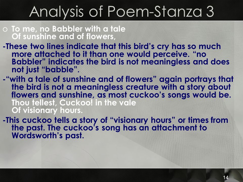 To The Cuckoo Poem Central Idea Ideawalls