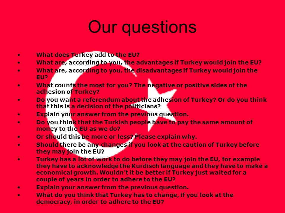 Our questions What does Turkey add to the EU