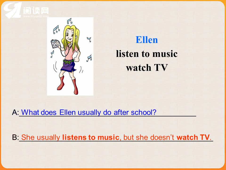 Ellen listen to music watch TV