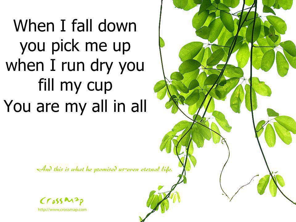 When I fall down you pick me up when I run dry you fill my cup You are my all in all