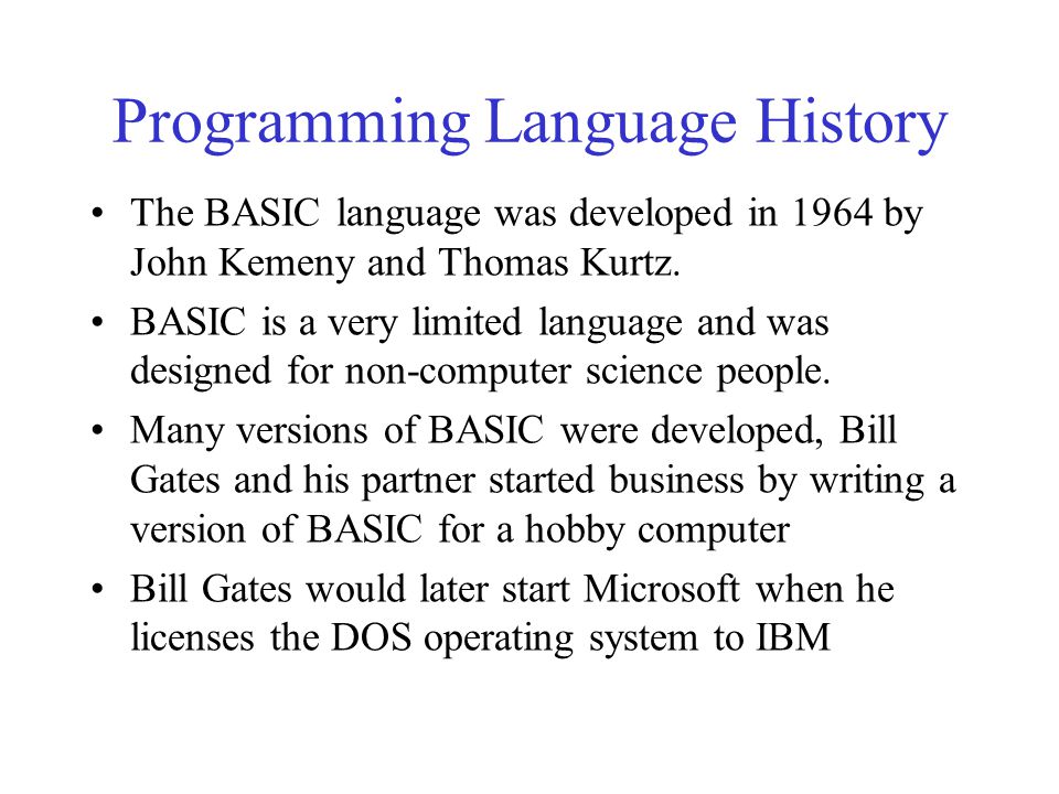basic programming language history basic programming language history